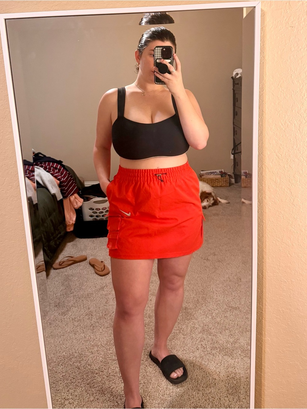Nike Orange Red Cargo Skirt Women’s Large Mini Skirt Streetwear